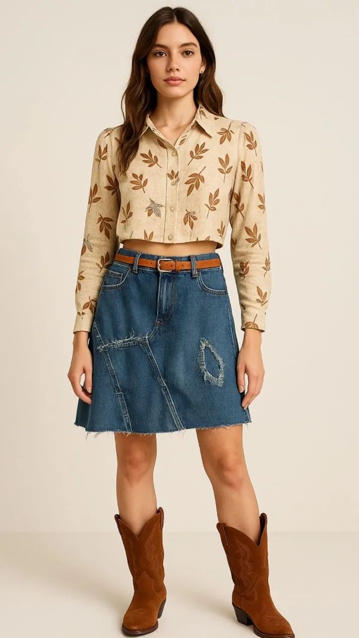Saia Jeans e Cinto Revanche tam 40