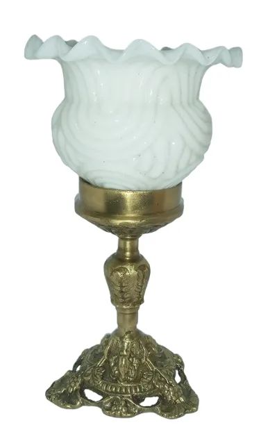 abajur em bronze com tulipa opalina