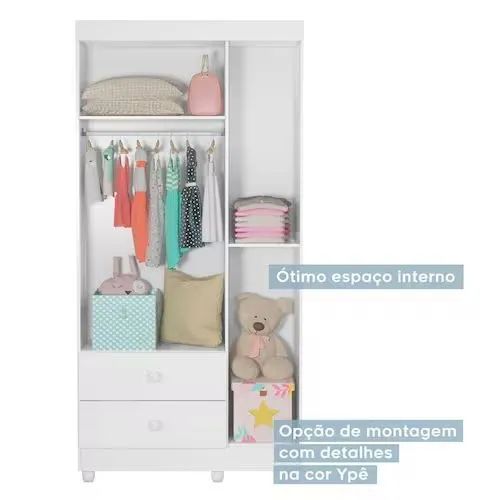 Guarda Roupa Infantil 4 Portas 2 Gavetas DIVIDIMOS EM ATÉ 10X SEM JUROS - Foto 2