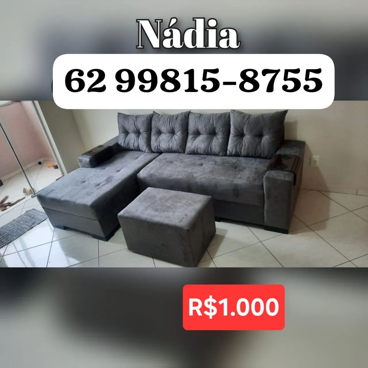 Sofá de canto com puff - R$1.000 ____ 1111