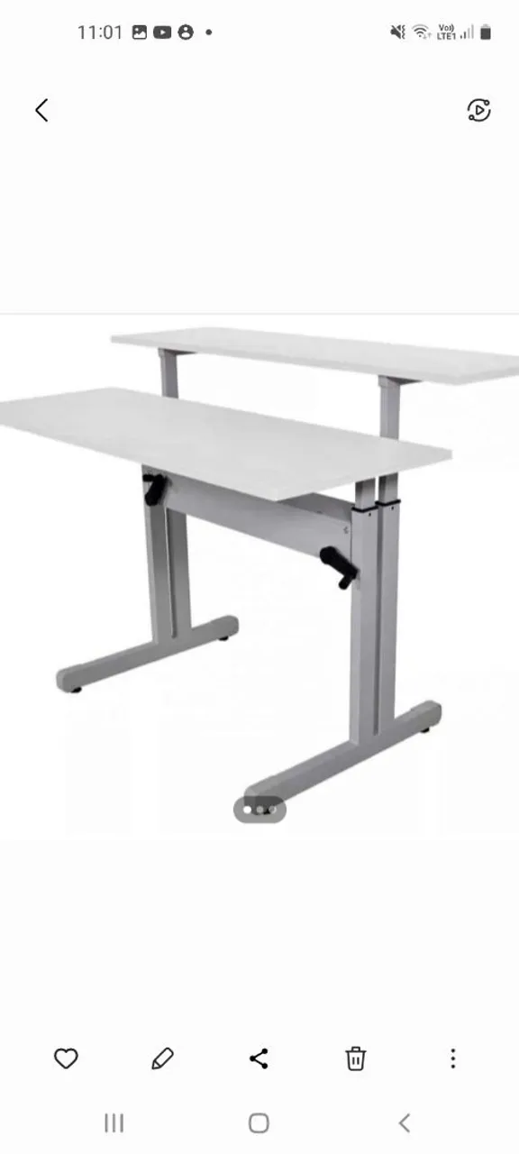 Mesa de Escritório Ajustável com Duas Prateleiras