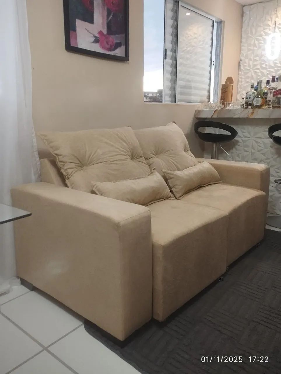 Sofá retrátil Nápoles com puff  - Foto 4