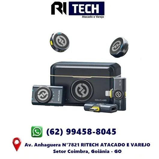 Microfone Lapela profissional Lark M2 Hollyland Video Blogueira Combo Tipo C e iPhone