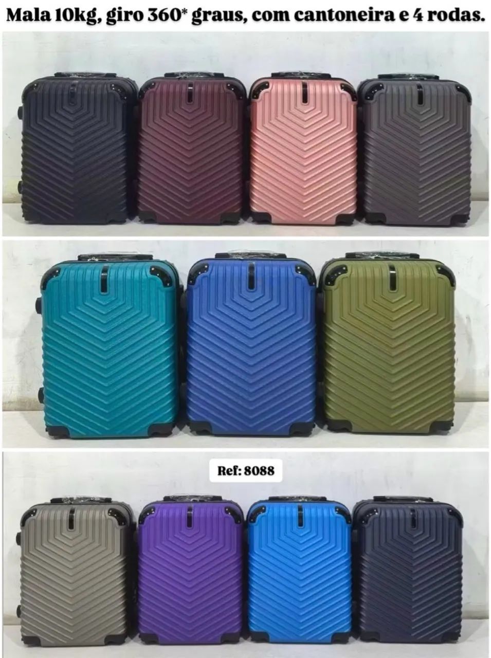 Mala de Viagem 10kg Giro 360° - Diversas Cores