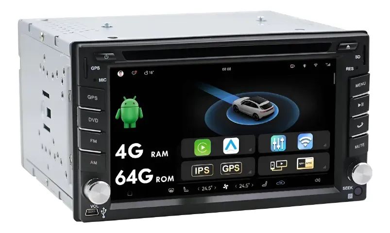 1 Dvd Estéreo Automotivo 4g+64g 6,2 Ips Android Universal Ca
