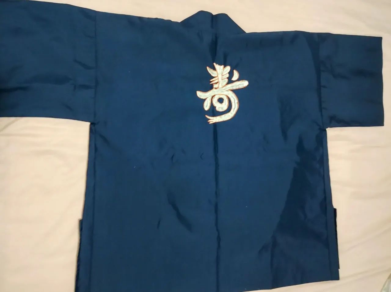 Kimono bordado de passeio - M -Azul Escuro - Foto 3