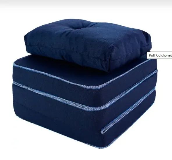 Puff Colchonete Dobrável / Sofá 3 em 1 - Espuma D33 + Travesseiro Solteiro