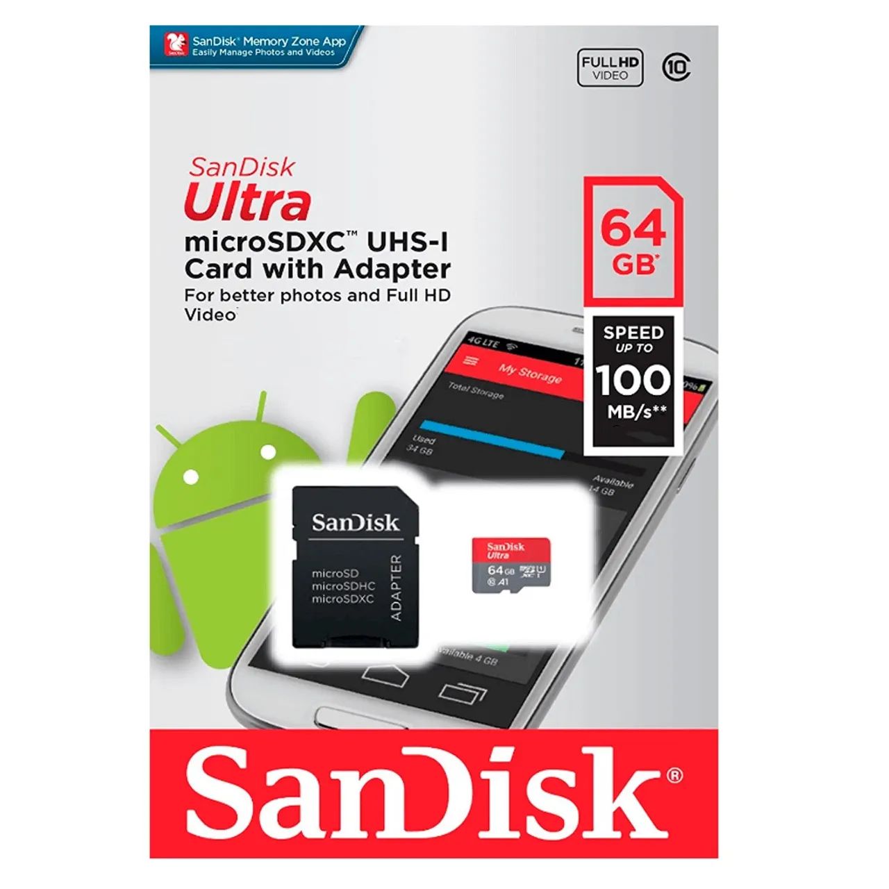 Cartão de memória 64gb sandisk classe 10 ultra64197824342913120