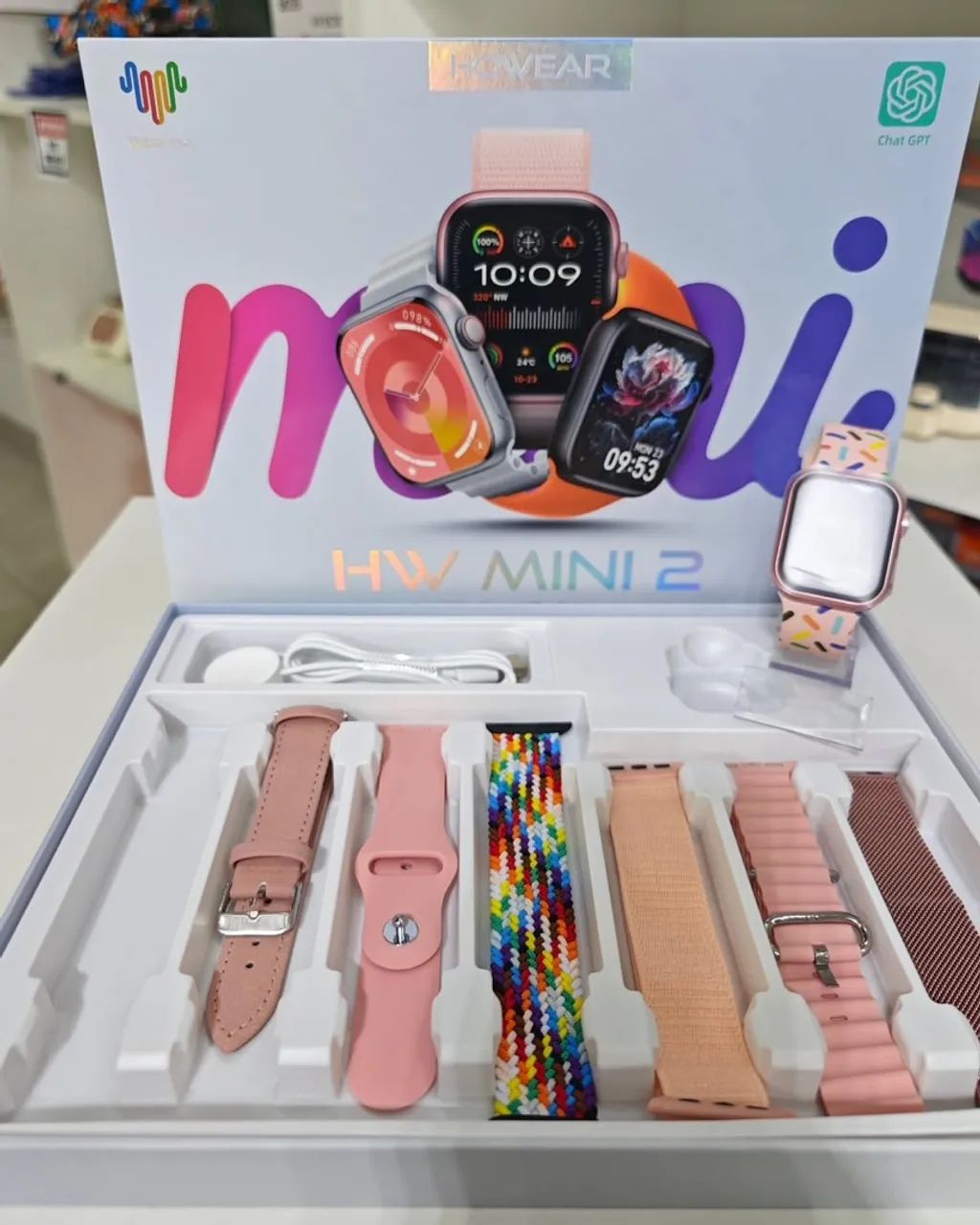 Smartwatch HW Mini 2 - Diversas Pulseiras e Design Moderno