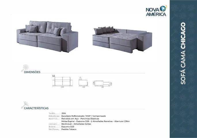 Sofá Cama Geneva 2.30 MT Retrátil novo varios modelos - Foto 4