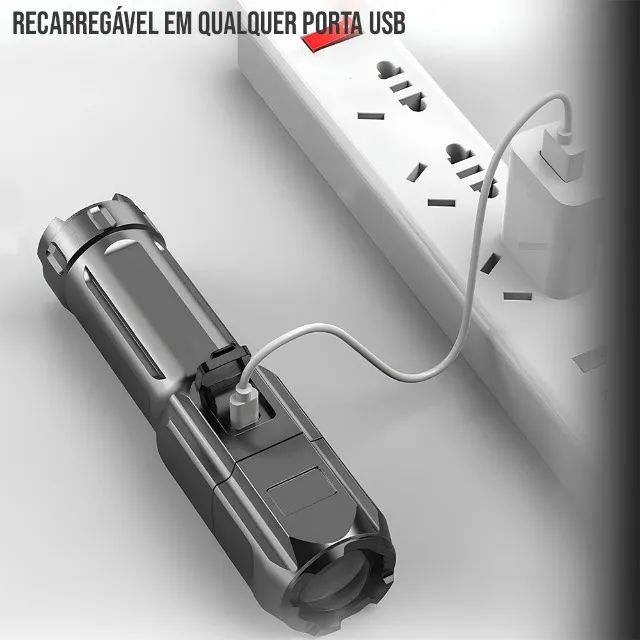 Lanterna Recarregável Super Led Com Ultra Bateria, Resistente à Chuva - 300 Lúmens - Foto 2