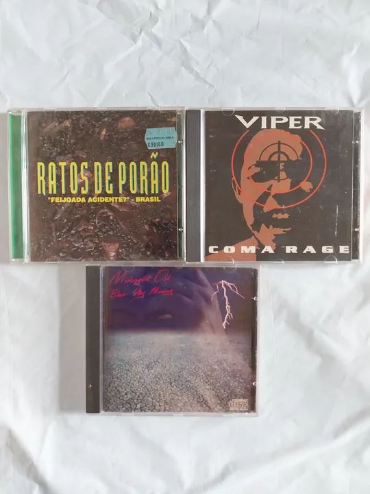 CDs lote com 03 cds usados Ratos de Porão, Viper e Midnight Oil R$ 100 reais o lote