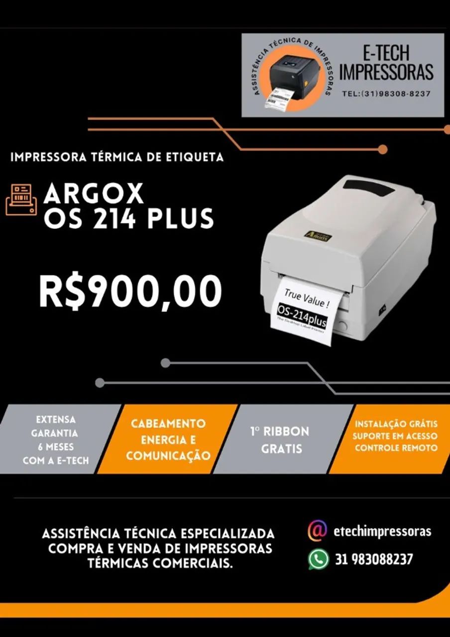 Impressora Térmica de Etiqueta ARGOX OS214 PLUS