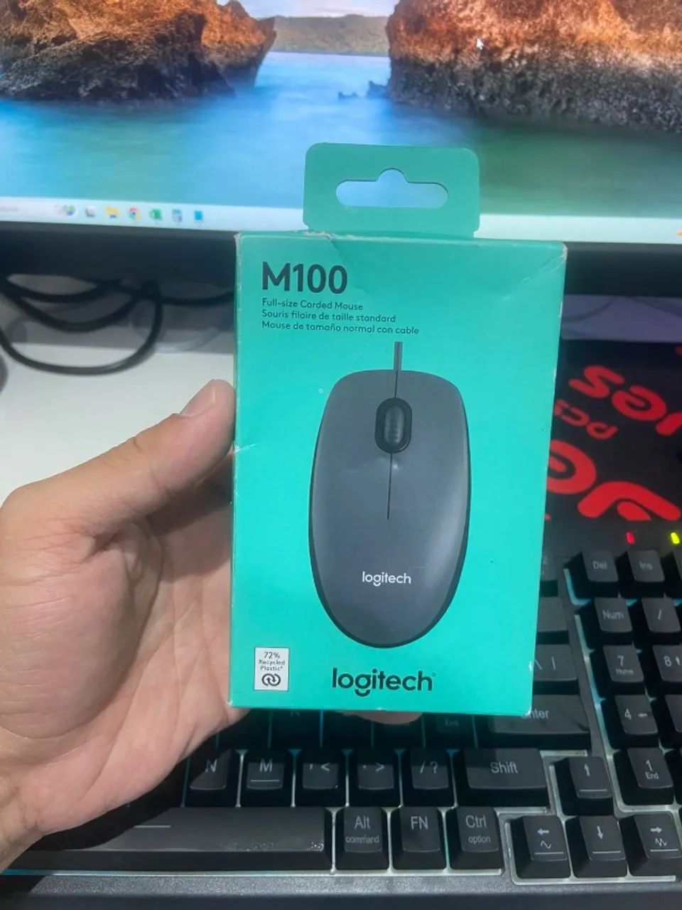 Mouse Logitech com Fio M100 Novo Lacrado