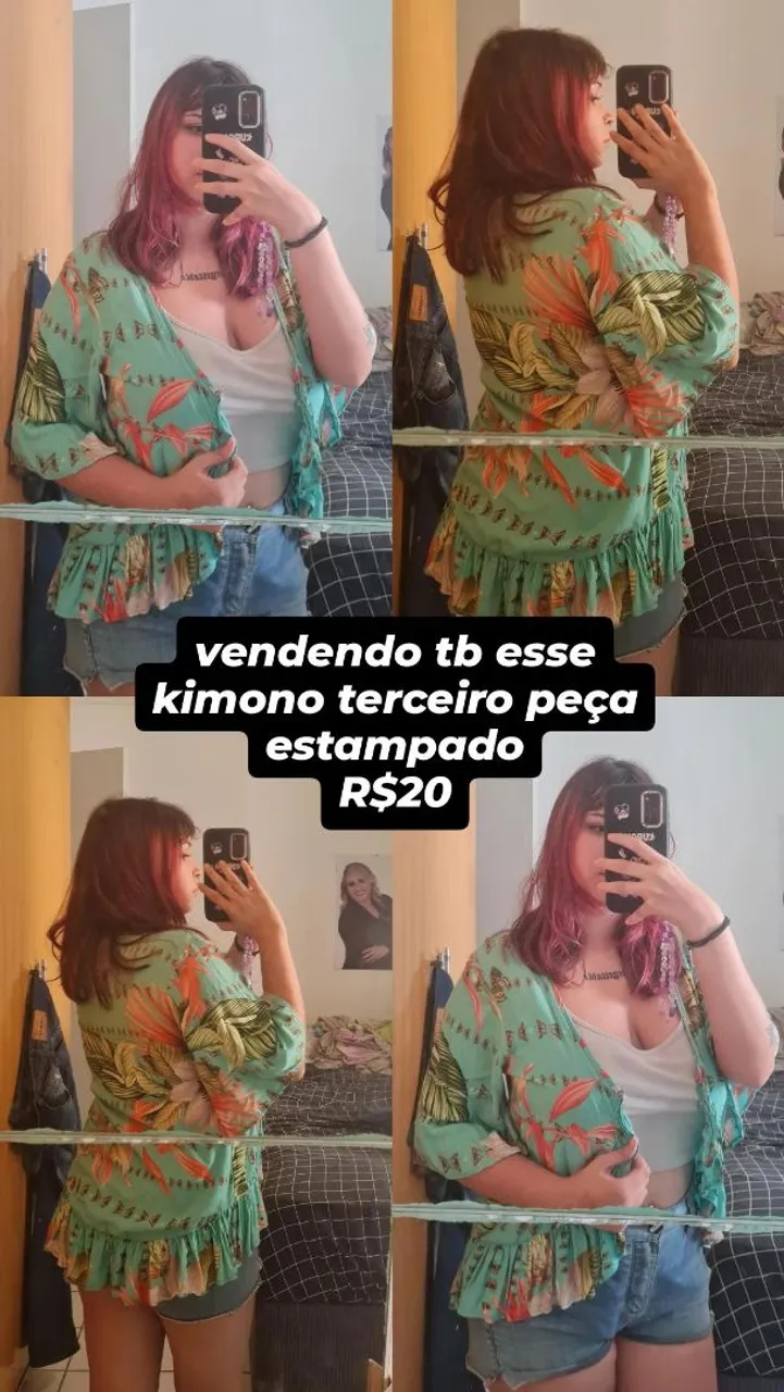 Kimono estampado verde
