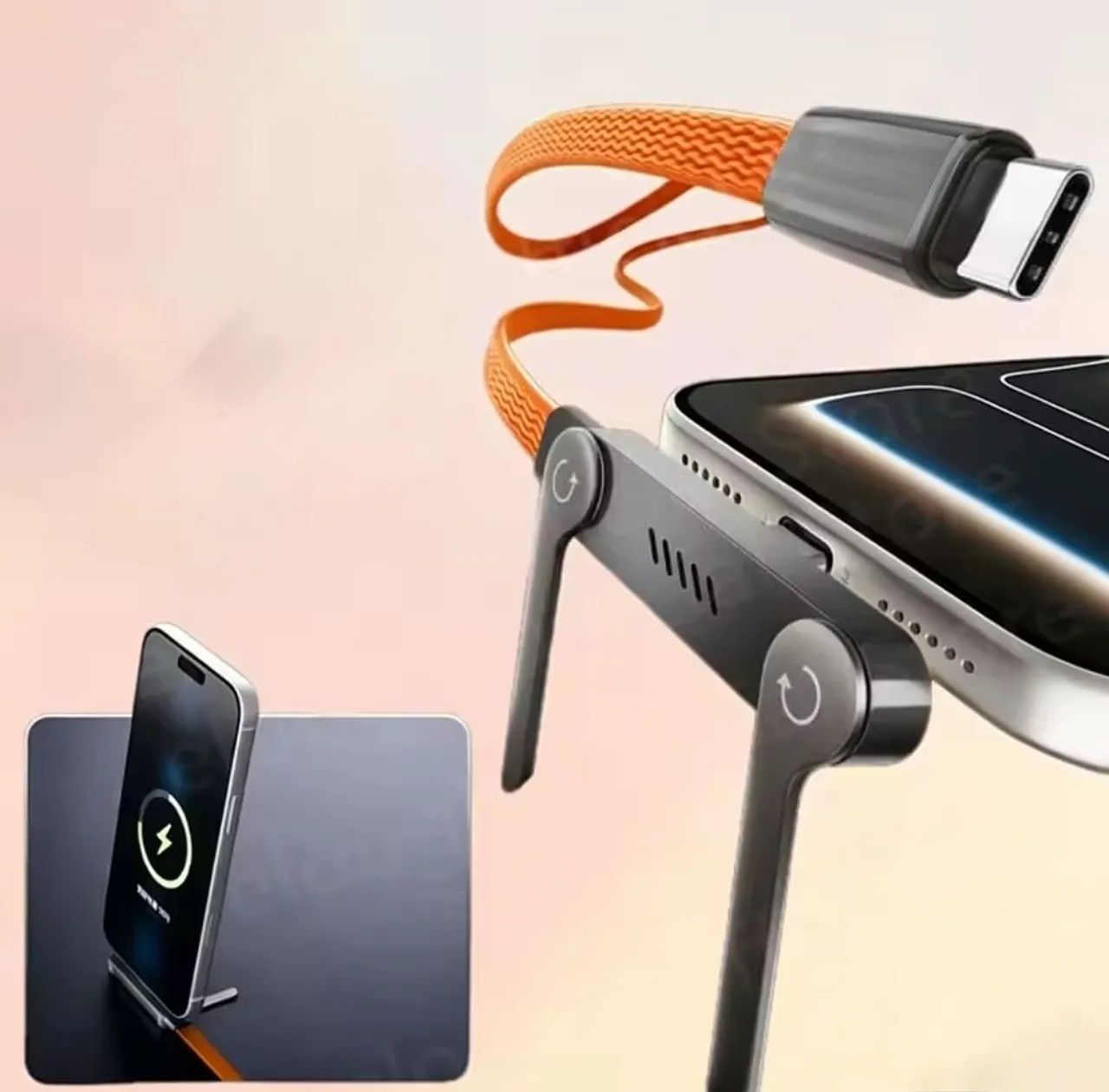 Cabo de carregamento e dados com suporte 2 em 1