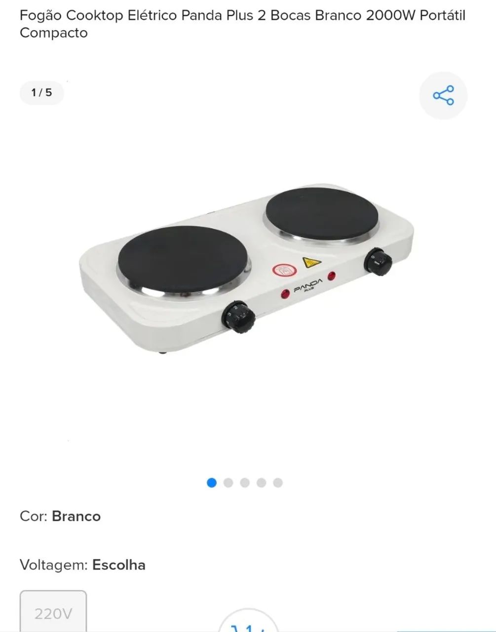 Fogão elétrico 2 bocas 220v