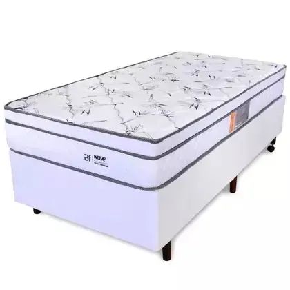 Cama Box Solteiro Colchão Molas Ensacadas Com Pillow e Box Branco