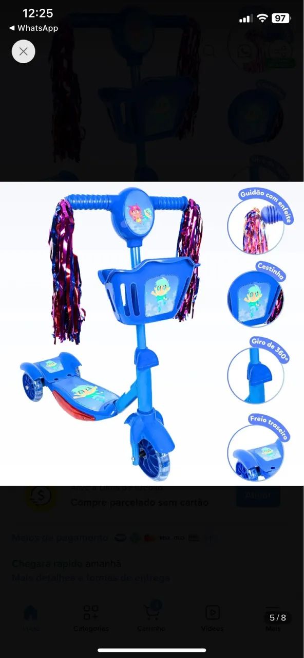 PATINET INFANTIL 3 RODAS COM LED  - Foto 2