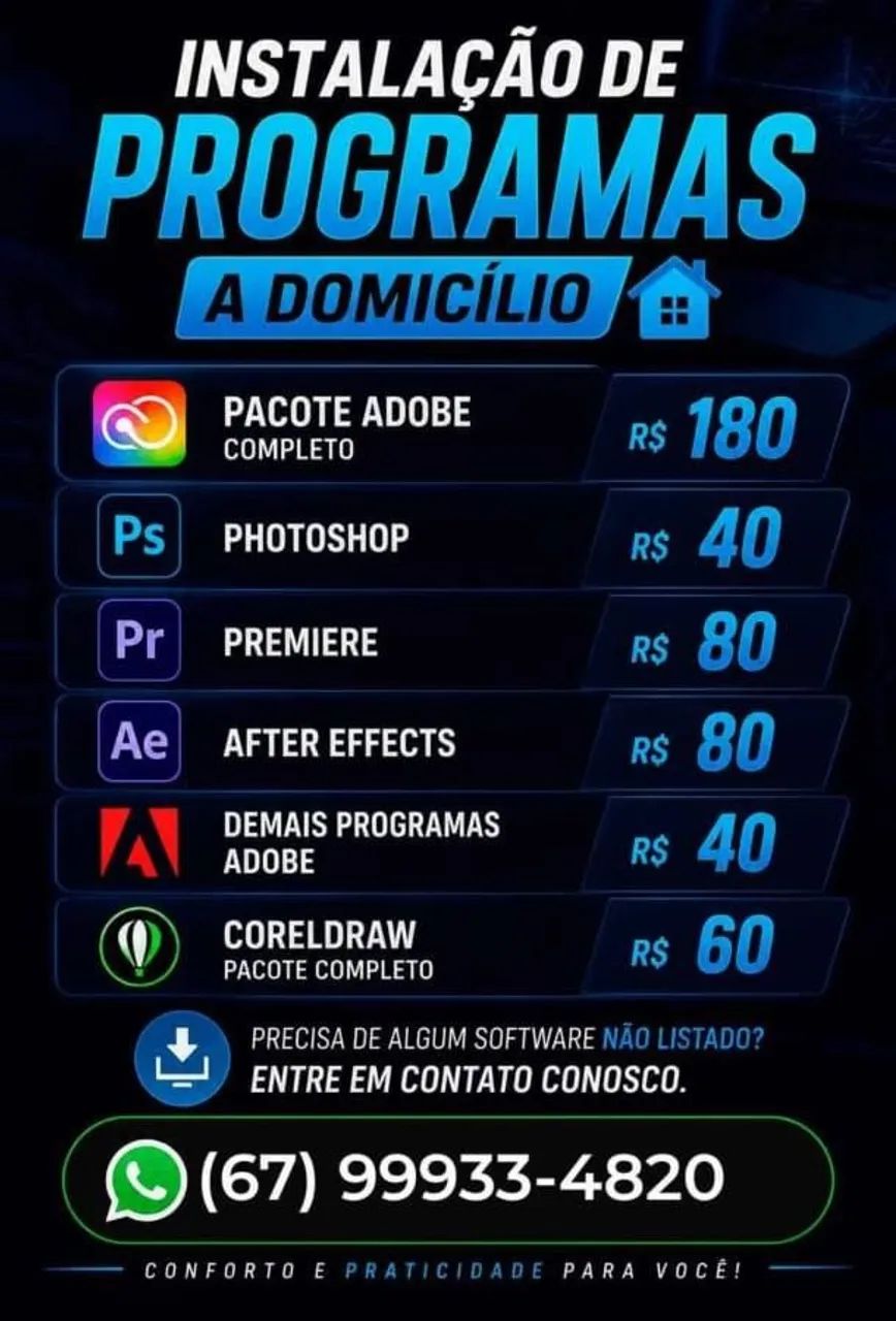 INSTALAÇÃO DE APLICATIVOS A DOMICÍLIO 