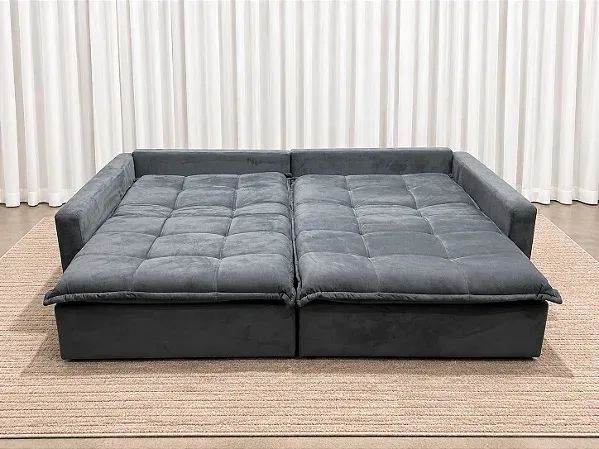 Sofá Cama Mariana 2.25m Sem Caixa D28 Soft 442 - Veludo Cinza/ pronta entrega  - Foto 5