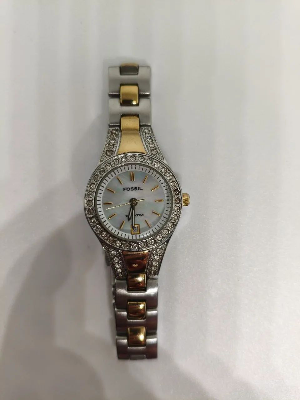 FOSSIL FEMININO 10ATM BICOLOR COM BRILHANTES ORIGINAL - Foto 2