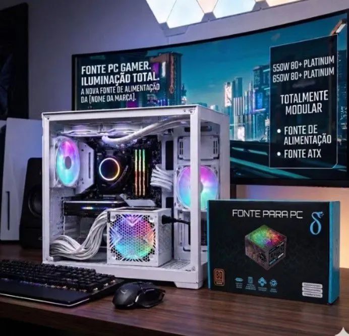 Fonte para Pc. 750W  reais  80 plus PFC ativo .nova. - Foto 5