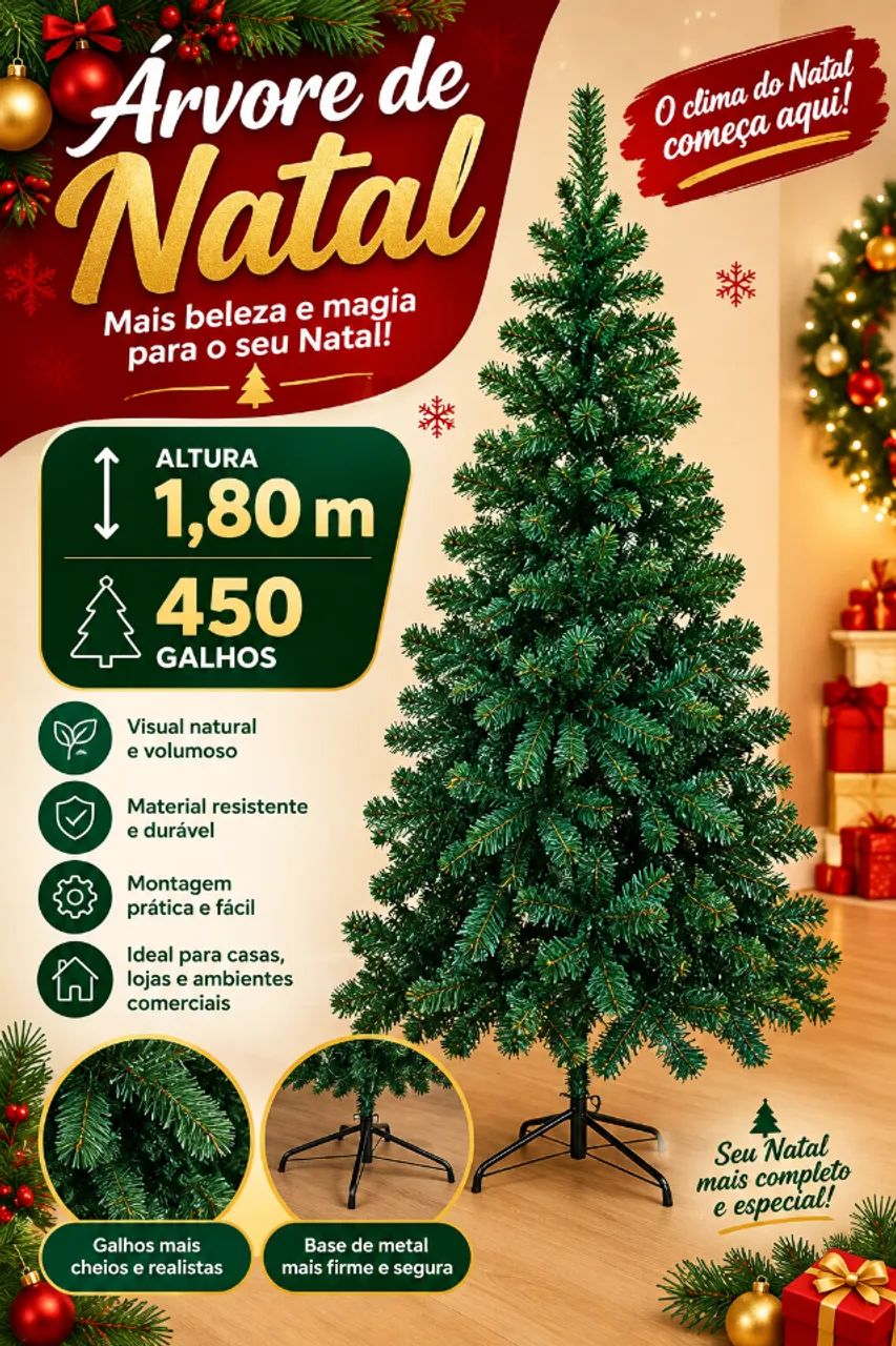 Árvore de Natal Tradicional 1,80m