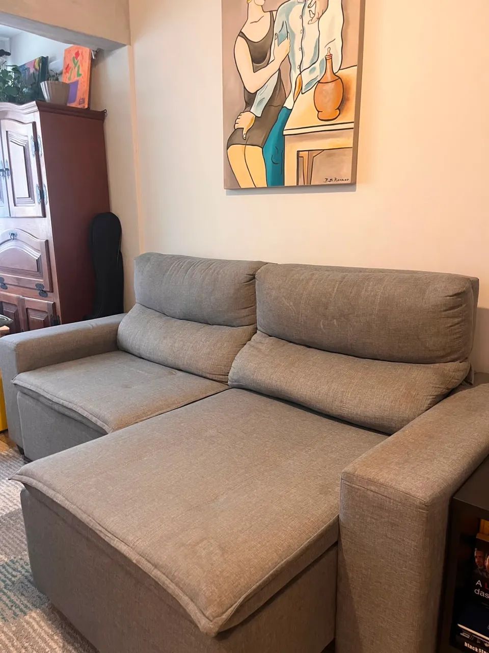 Sofá Retrátil e Reclinável Cinza - R$ 800 (Super Confortável) - Foto 4
