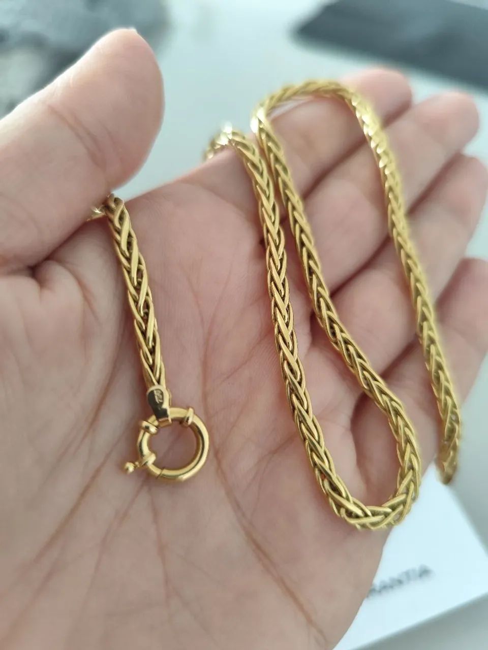 Gargantilha linda em ouro 18k-750 modelo coqueiro fecho resistente  - Foto 2
