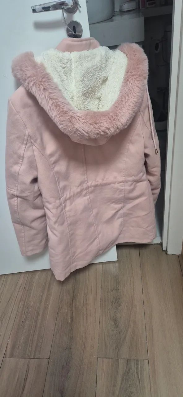 casaco leya forrado com capuz rosa p - Foto 3