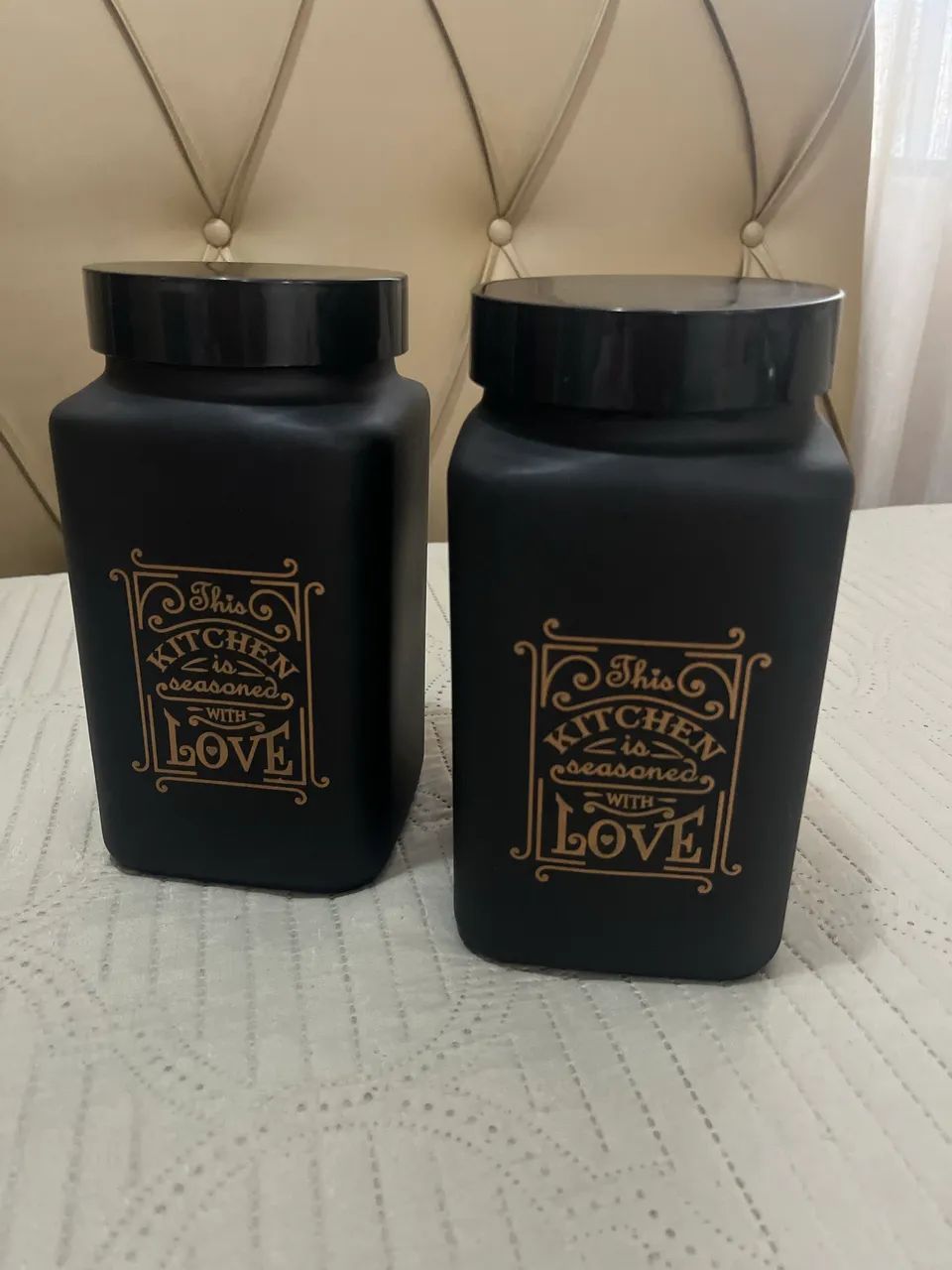 KIT POTES QUADRADOS DE VIDRO KITCHEN LOVE PRETO - Foto 3