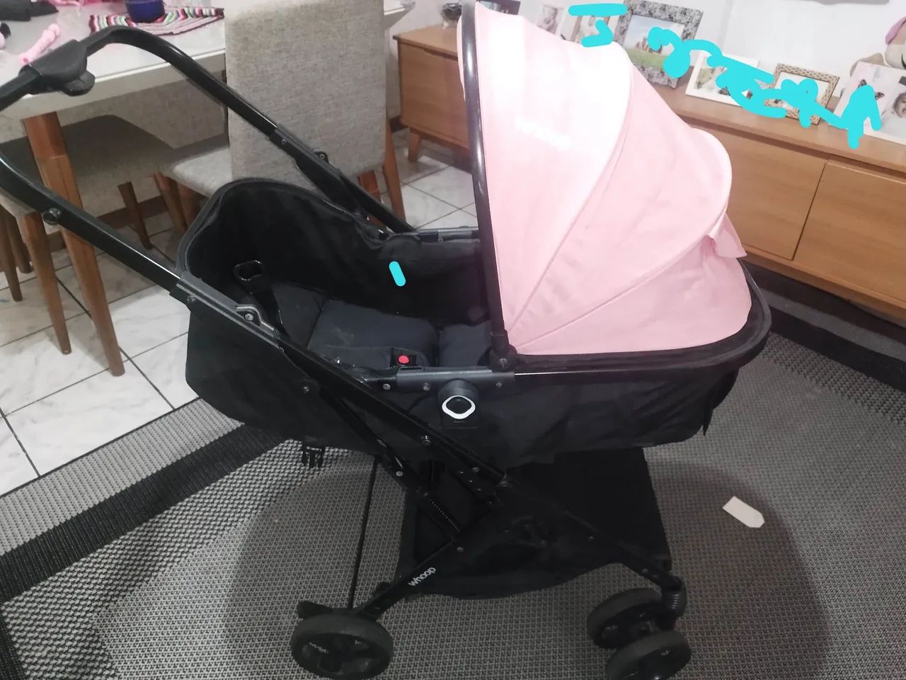 Carrinho Rosa de Bebê Reversível Galzerano Whoop - até 15kg - Foto 3