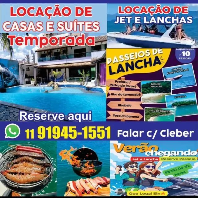 Casas ,AP,com e sem Piscina em Caraguatatuba Passeios Aquqticos e locaçoes lanchas e Jet 