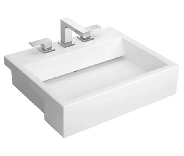 Cuba de Semi Encaixe com Mesa e Válvula Oculta Retangular 46x56x13cm Branca DECA