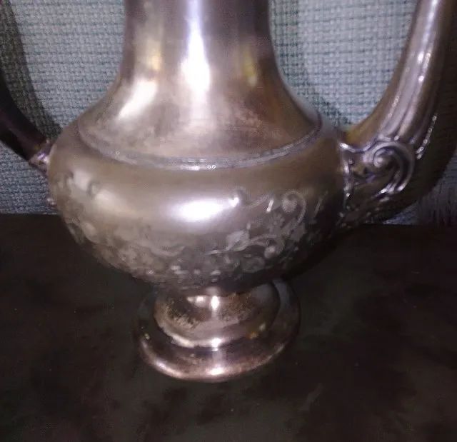 Antigo bule com alça madeira e leiteira em estanho pewter Peça marcada e numerada - Foto 5