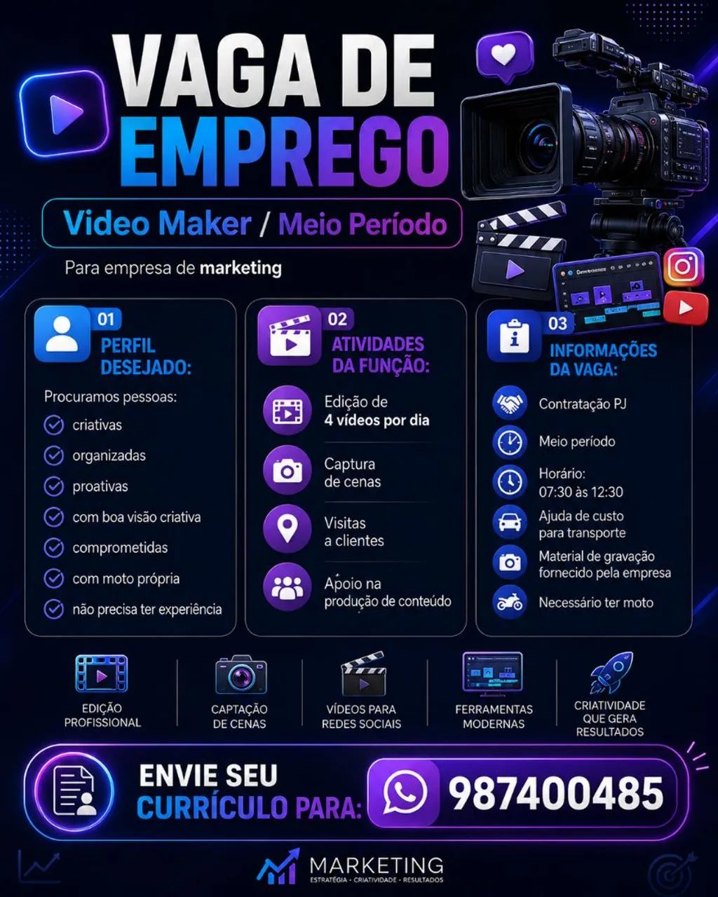 Vaga para Comercial e vídeo maker - Foto 2