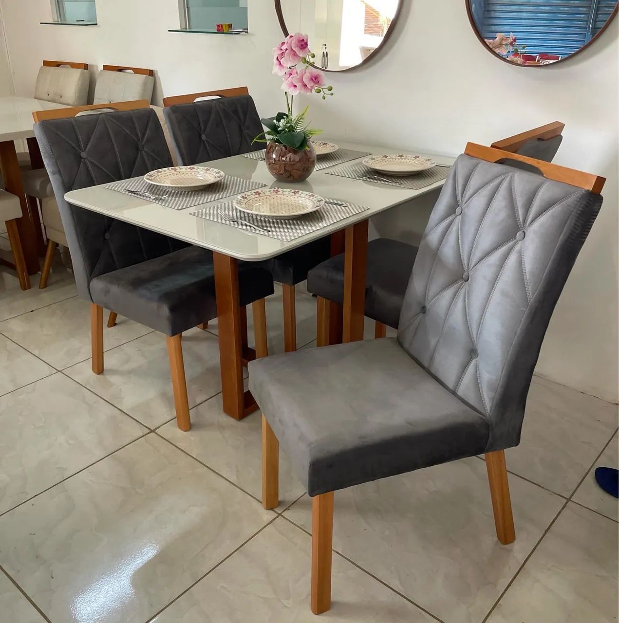 Mesa de Jantar 120x90cm Com 4 Cadeiras