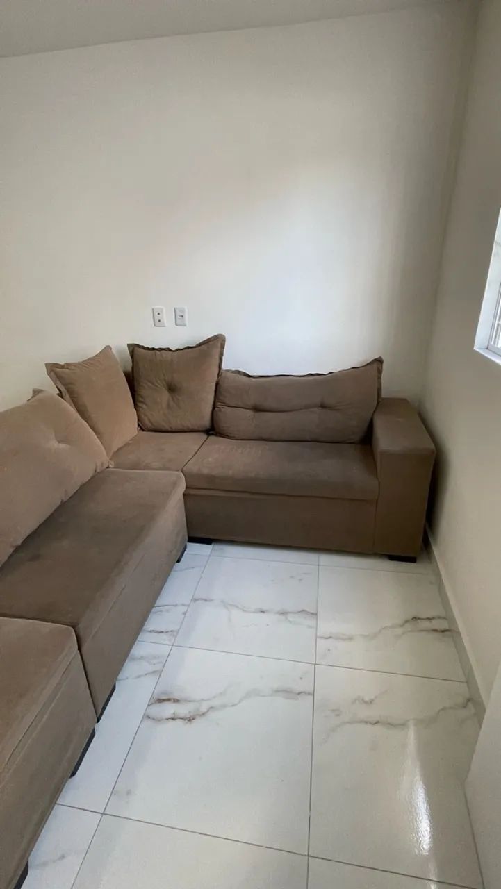 SOFÁ MODULAR DE CANTO BEGE - USADO - Foto 2