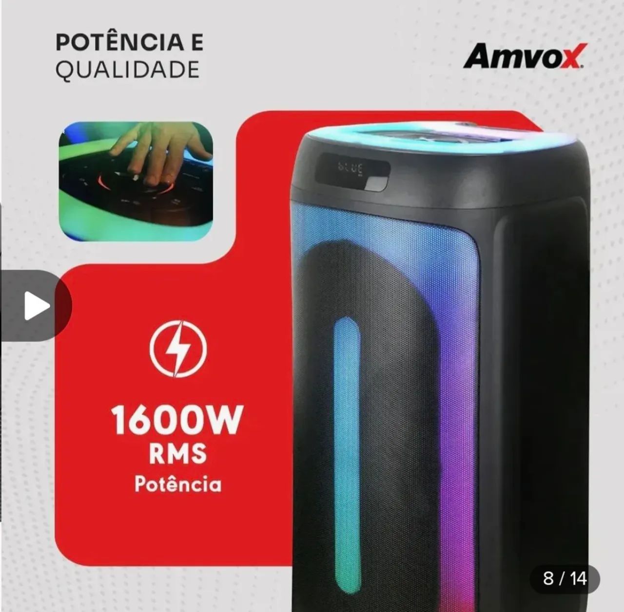 CAIXA AMPLIFICADA NOVA 1600W COM BATETIA INTEGRADA  - Foto 3