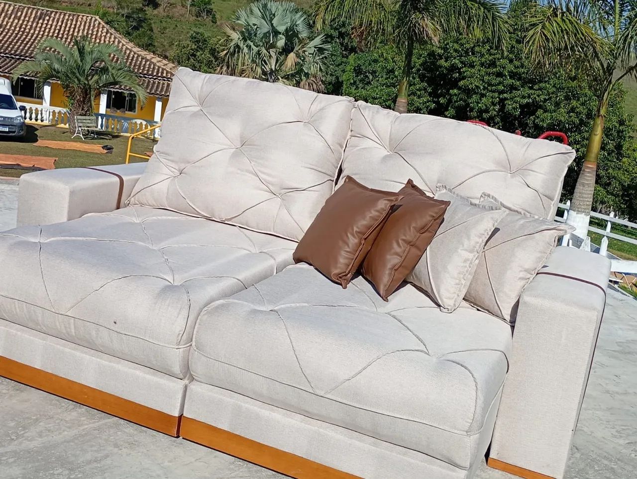 Sofa retratil bege 2,30m top !! - Foto 2