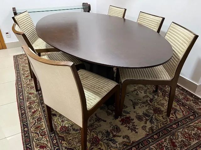 Mesa Madeira Maciça Classica Tampo Oval  - Foto 5