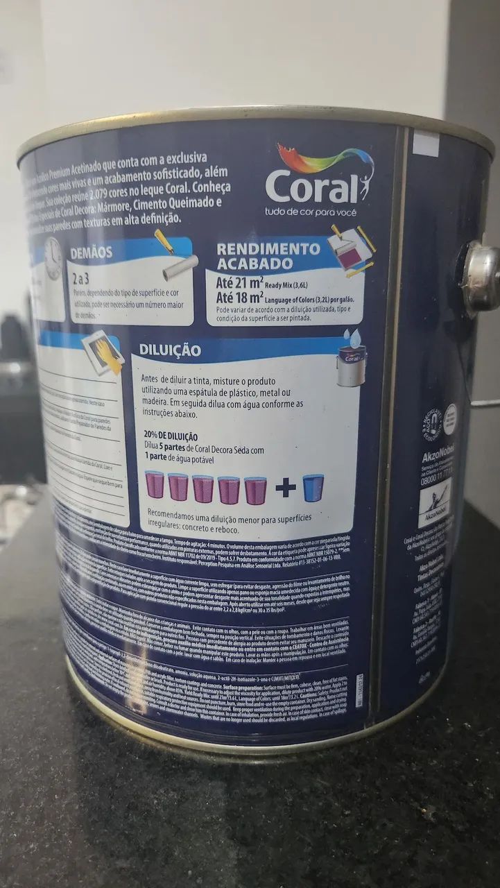 Tinda Coral Decora Seda Premium Acetinada 3,2 Litros - Cor Terra Distante - Manipulada - Foto 6