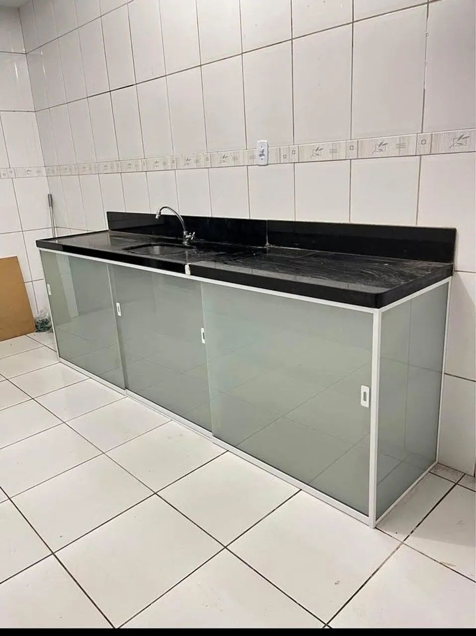 Armários de pia para cozinha de vidro temperado  - Foto 2