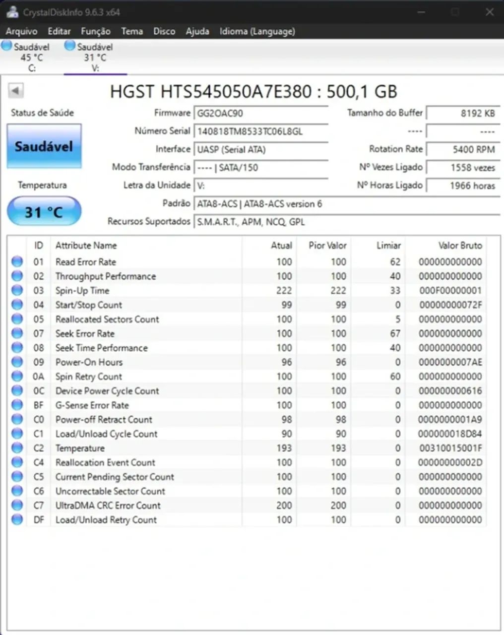 HD Externo 500GB Hitachi - USB 3.0 (Compatível com Android/PC)