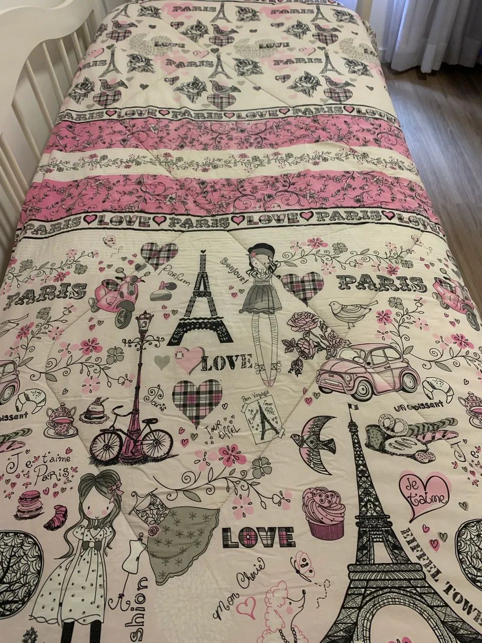 Edredom mmartan, solteiro dupla face, estampa Paris - Foto 3