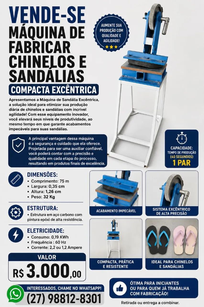 ? VENDO OU ACEITO TROCA - MÁQUINA DE FABRICAR CHINELOS E SANDÁLIAS ?