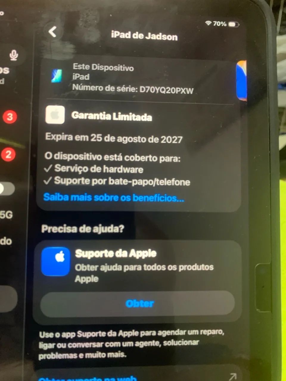 iPad 11 garantia Apple agosto 2027