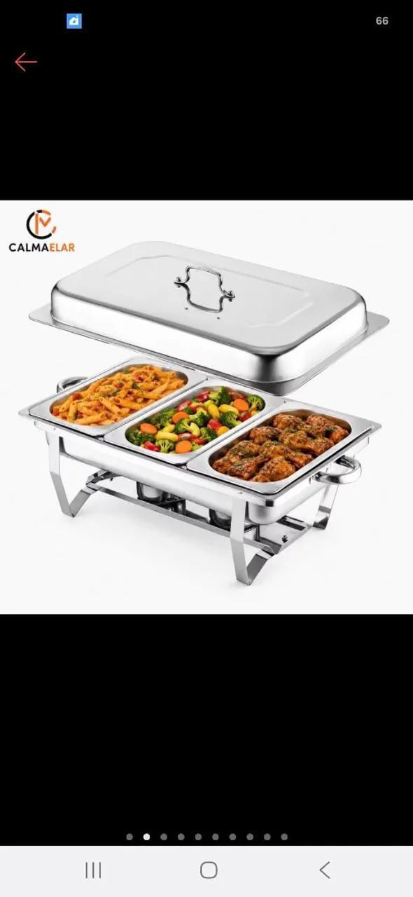 Rechaud profissional 33lt 3 cubas em inox