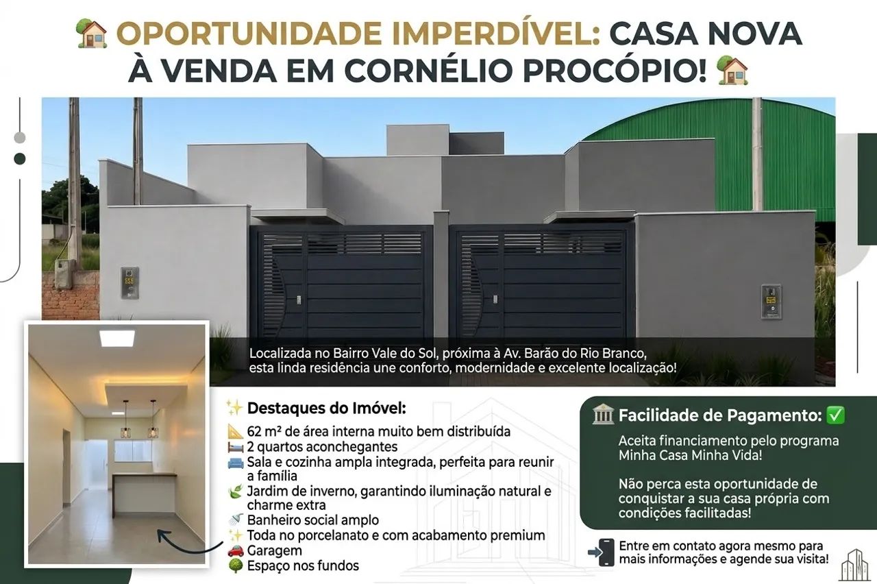 * ? OPORTUNIDADE IMPERDÍVEL! CASA NOVA NO VALE DO SOL